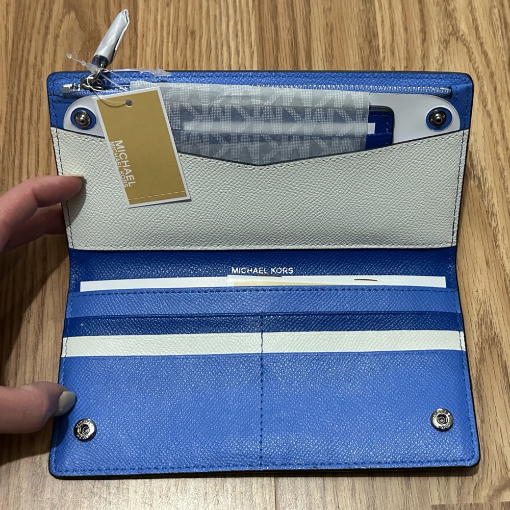 NWT Blue Michael Kors Wallet and Card Case